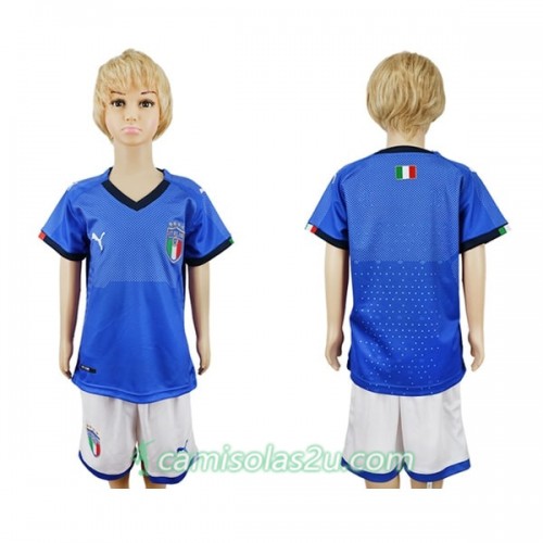 Camisolas de Futebol Itália Criança Equipamento Principal 2018 Manga Curta Camisolas de Futebol Itália Criança Equipamento Principal 2018 Manga Curta